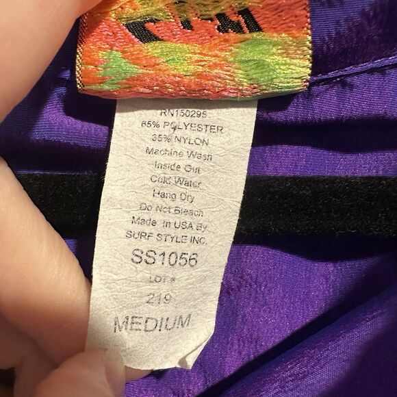 Surf Style Windbreaker Sz Medium Vintage Pullover 1/4 Zip Metallic Purple 90 EUC - Picture 5 of 8